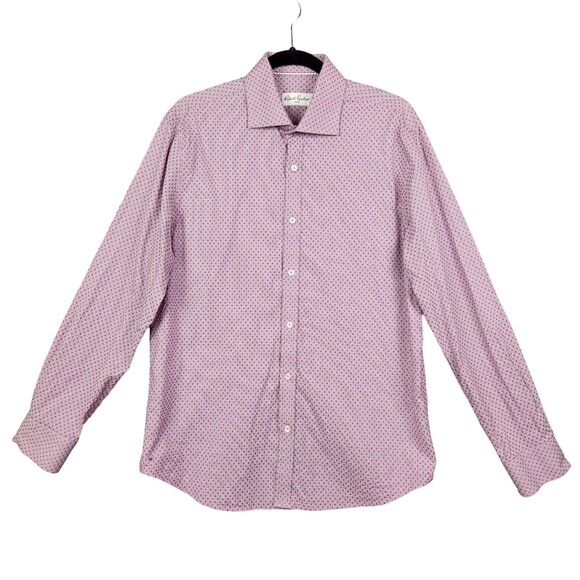 ROBERT GRAHAM Purple Geometric Check Long Sleeve Button Up Shirt SIZE 16.5 42 - Picture 1 of 12